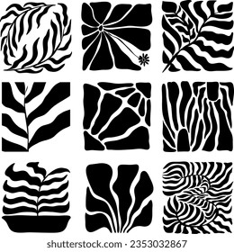 Set of hand drawn minimal abstract organic shapes