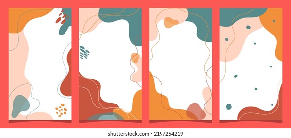 Set of Hand drawn minimal background with autumn color, for social media story and flyer background, simple plat vector design