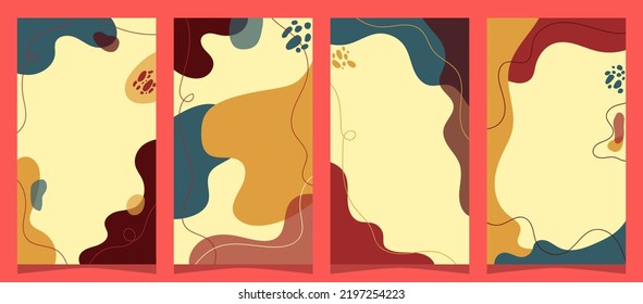 Set of Hand drawn minimal background with autumn color, for social media story and flyer background, simple plat vector design