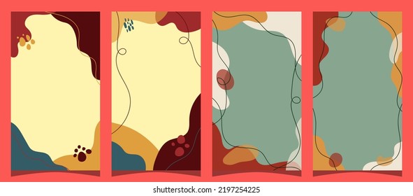 Set of Hand drawn minimal background with autumn color, for social media story and flyer background, simple plat vector design