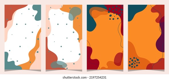 Set of Hand drawn minimal background with autumn color, for social media story and flyer background, simple plat vector design