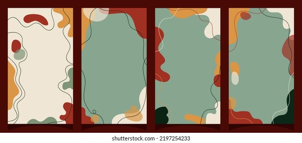 Set of Hand drawn minimal background with autumn color, for social media story and flyer background, simple plat vector design