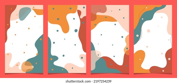 Set of Hand drawn minimal background with autumn color, for social media story and flyer background, simple plat vector design