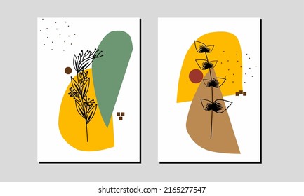 Handgezeichnete Minimal Line Kunst Blumen Wandkunst. Vintage Wanddekor. Bontanische Blumendekorationen, Poster, Hintergrund, Tapete, Einladung und Art-Deco.