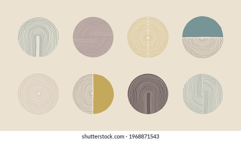 Set of hand drawn minimalist artistic circle elements