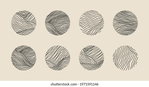 Set of hand drawn minimalist artistic circle elements