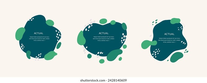 Conjunto de póster de cita minimalista dibujado a mano. Plantilla en blanco de marco de oferta. Cuadro de texto aislado. Burbuja de voz vacía de color. Ilustración vectorial sobre fondo blanco.
