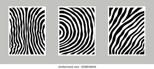conjunto de afiches abstractos modernos dibujados a mano, audaz patrón de línea negra