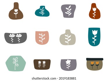 Set of Hand Drawn Modern Vase