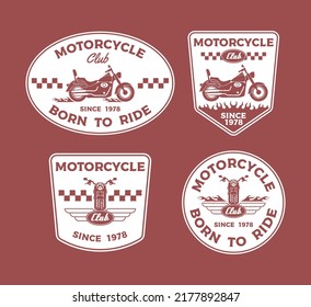 Set Hand Drawn Motorcycle Club Logo Badge
