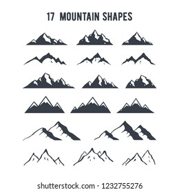 Different Mountain Ranges Silhouette Collection Set Stock Vector ...