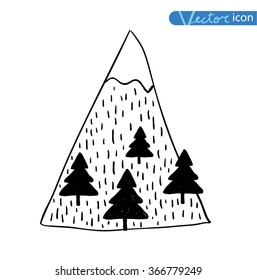 Set of hand Drawn mountains vector illustration.