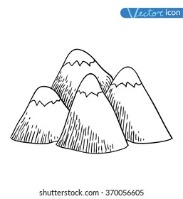 Set of hand Drawn mountains vector illustration.