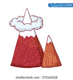 Set of hand Drawn mountains vector illustration.
