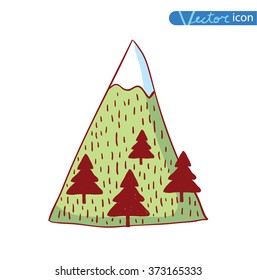 Set of hand Drawn mountains vector illustration.