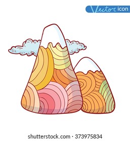 Set of hand Drawn mountains vector illustration.