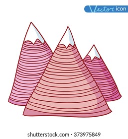 Set of hand Drawn mountains vector illustration.