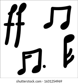 Set of hand drawn music, doodle style.