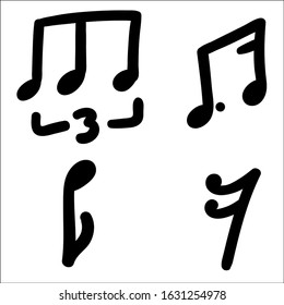 Set of hand drawn music, doodle style.