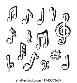 Set Hand Drawn Music Note Doodles Stock Vector (Royalty Free ...