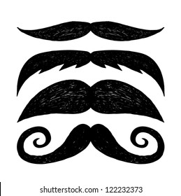Set of hand drawn mustache.