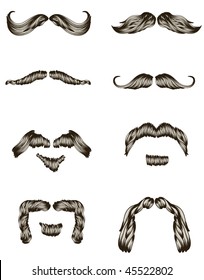 Set of hand drawn mustaches