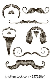 Set of hand drawn mustaches