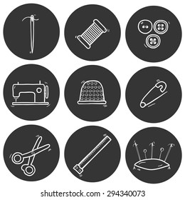 Set of hand drawn needle work icons for your design