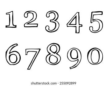 Set Hand Drawn Numbers Stock Vector (Royalty Free) 255092899 | Shutterstock