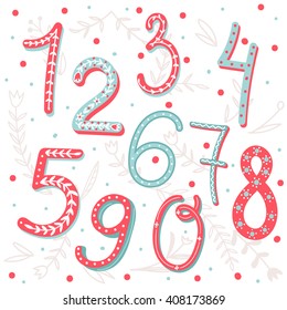 Set of hand drawn numbers