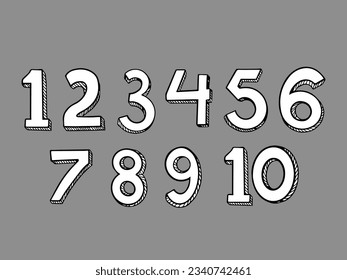 Set of hand drawn numbers isolated on white background vector