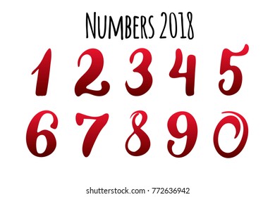 Set of hand drawn numbers from zero to nine isolated without background. Brush lettering for any design - invitation, poster, banner, promo, web site. Vector numbers.