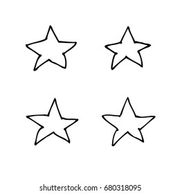 Set of hand drawn object for design use. Black on white background. Abstract  doodle drawing. Vector art illustration grunge stars