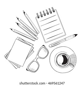 Set of hand drawn objects for business people.