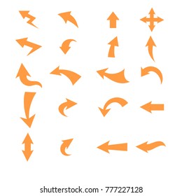 Set of hand drawn Orange arrow.