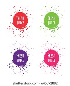A set of hand drawn orange fresh juice logo. Eco products design element.
Abstract ink splash. Hand drawn vector illustration.