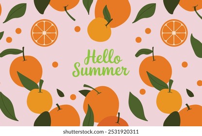 Conjunto de naranjas dibujadas a mano con hojas, ramas y flores. Vector ilustración botánica moderna. Conjunto de frutas tropicales cítricas. Diseño de verano para el patrón, cartel, tarjeta, tela, Anuncio, cubierta