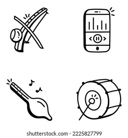 Set of Hand Drawn Orchestra Icons 

