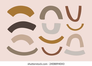 Conjunto de formas orgánicas dibujadas a mano. Curvas vectoriales planas y formas blandas aisladas.