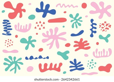 Conjunto de formas orgânicas desenhadas à mão. Design com elementos abstratos. Ilustração vetorial 