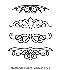 Set of hand drawn ornamental borders