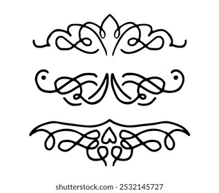 Set of hand drawn ornamental borders