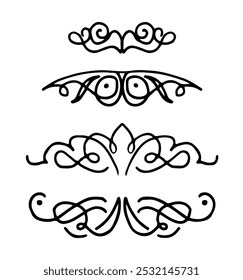 Set of hand drawn ornamental borders