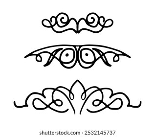 Set of hand drawn ornamental borders