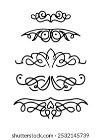 Set of hand drawn ornamental borders