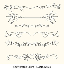Set of hand drawn ornamental dividers. - Vector.