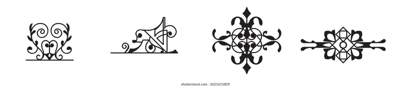 Conjunto Elemento ornamental dibujado a mano
