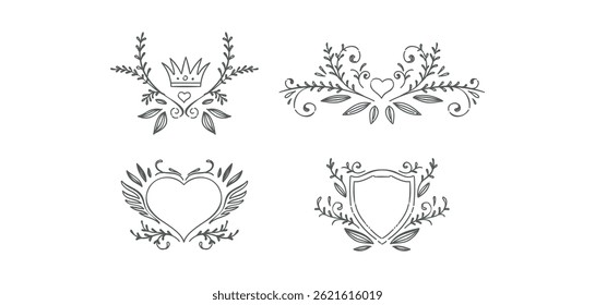 Conjunto Elemento ornamental dibujado a mano
