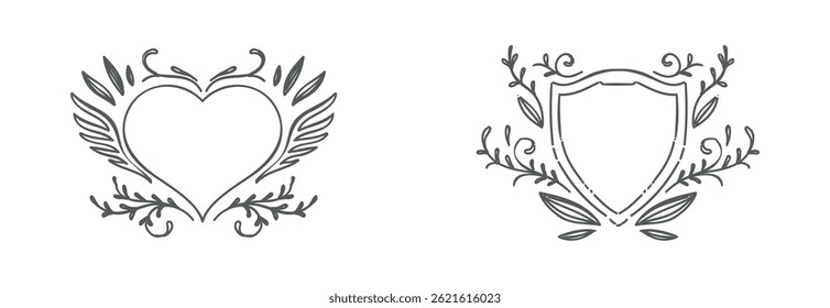 Set Hand drawn ornamental element