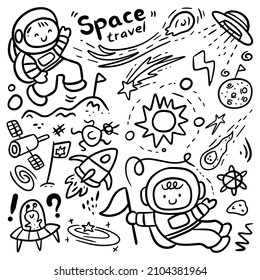 Set of Hand Drawn outer space Doodle